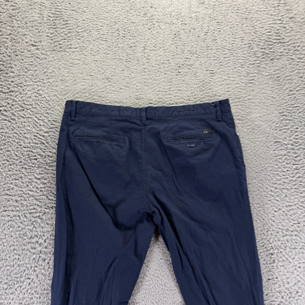 Zara Pant Mens 36x32 Blue Cotton Chino Straight Preppy Business Career Stretch
